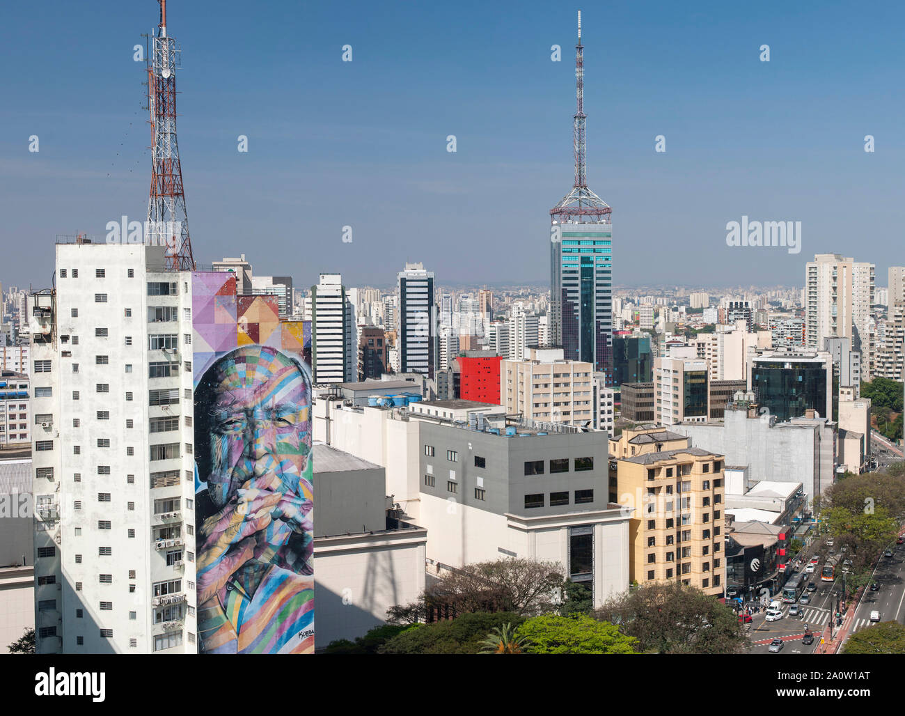 View of São Paulo from the SESC building on Paulista Avenue. Stock Photo