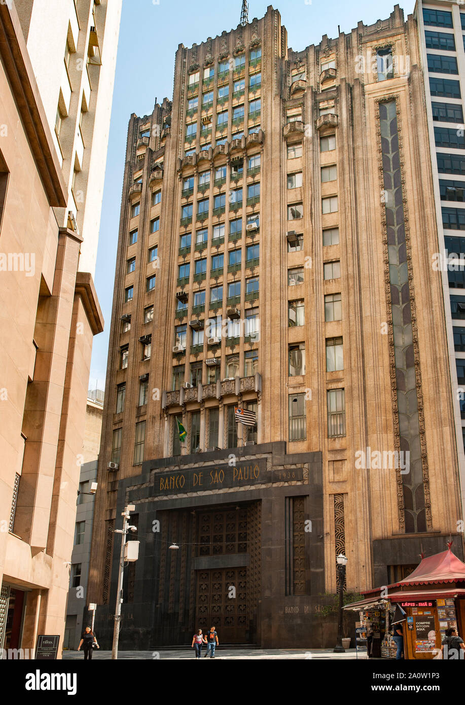 The old Banco de São Paulo building in São Paulo, Brazil. Stock Photo