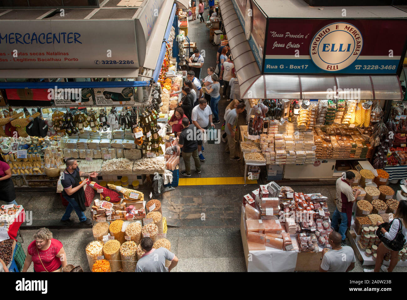 Interior of the São Paulo municipal market in São Paulo, Brazil. Stock Photo