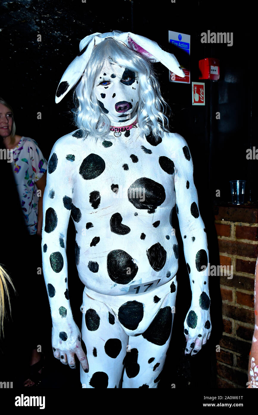 London, UK. 21st Sept 2019. Body artist Yasmin Raggett showcases is stunning body painting at The Third Annual Integrity Awards by Dragon Lady Productions and The Peace Project 21st 'The Alternative Fashion Integrity Awards 2019 & Film Networking Soirée' on 21 September 2019, Fire Club Vauxhall, London, UK. Credit: Picture Capital/Alamy Live News Stock Photo