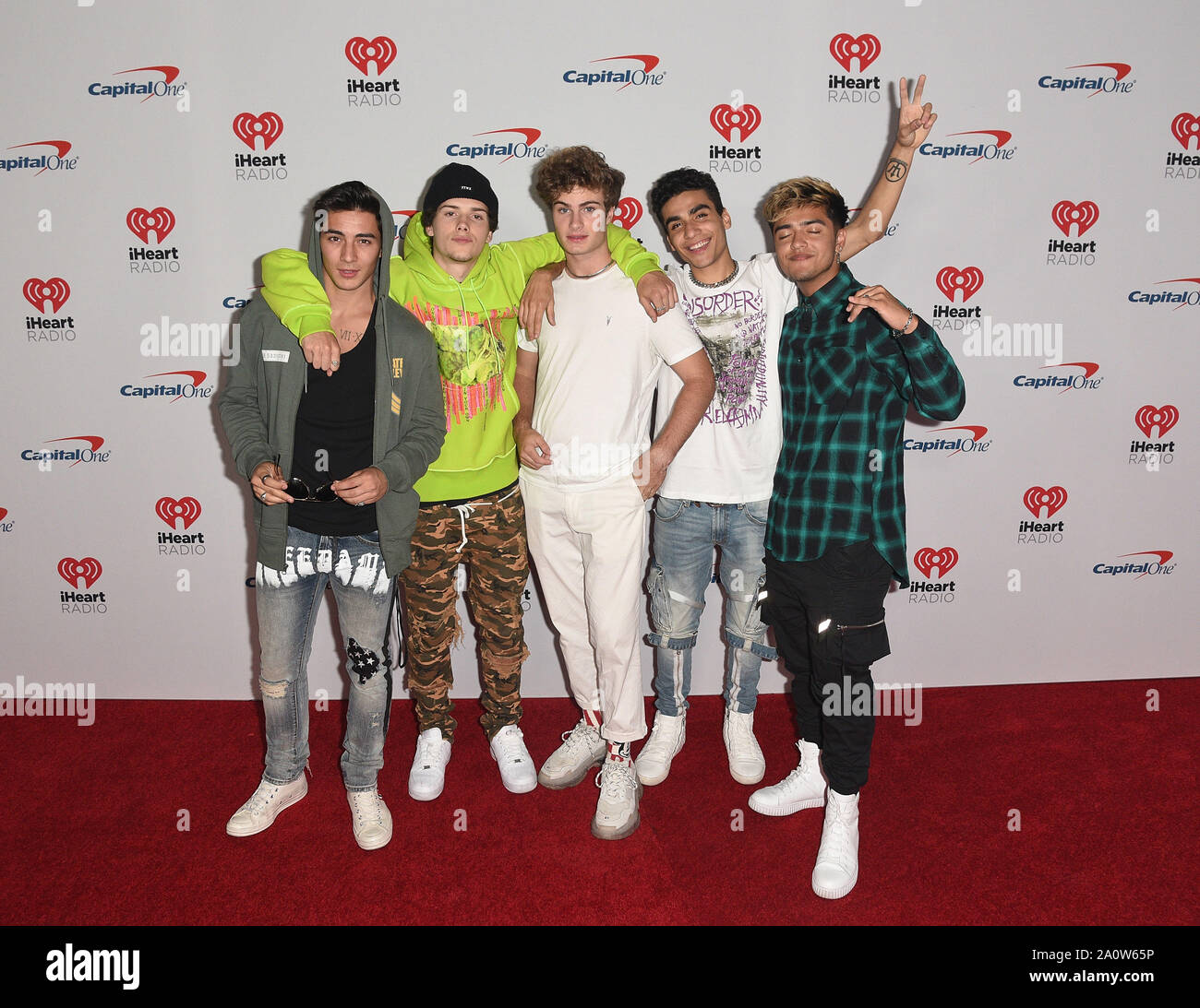 LAS VEGAS, NV - SEPTEMBER 21: Brady Tutton, Sergio Calderon, Drew Ramos, Chance Perez and Michael Conor of In Real Life attend the iHeartRadio Music Festival at T-Mobile Arena on September 21, 2019 in Las Vegas, Nevada. Photo: imageSPACE/MediaPunch Stock Photo