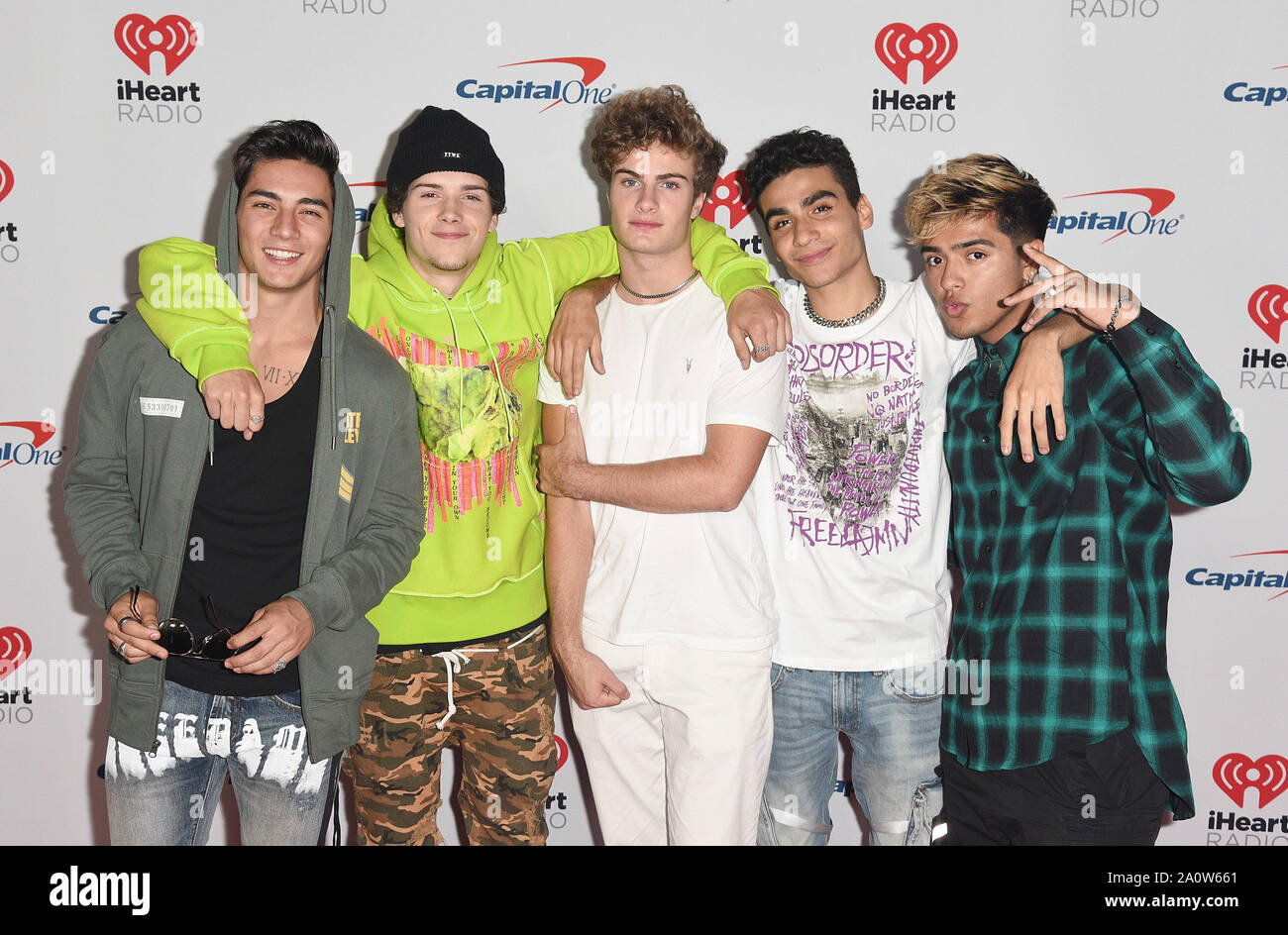 LAS VEGAS, NV - SEPTEMBER 21: Brady Tutton, Sergio Calderon, Drew Ramos, Chance Perez and Michael Conor of In Real Life attend the iHeartRadio Music Festival at T-Mobile Arena on September 21, 2019 in Las Vegas, Nevada. Photo: imageSPACE/MediaPunch Stock Photo