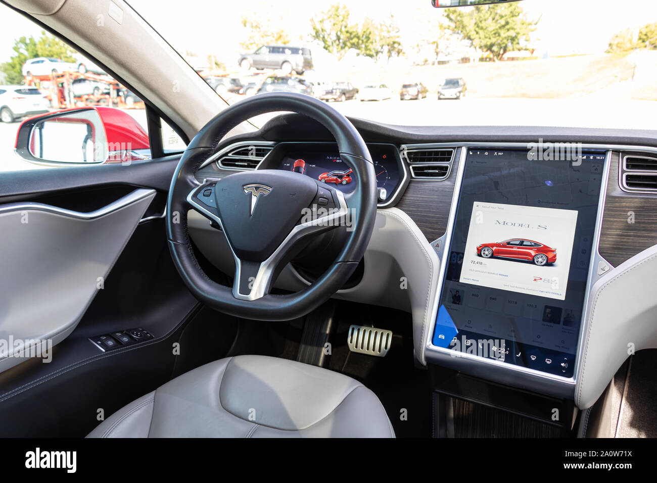Interior Of Tesla Model S With Specific Car Rendering On