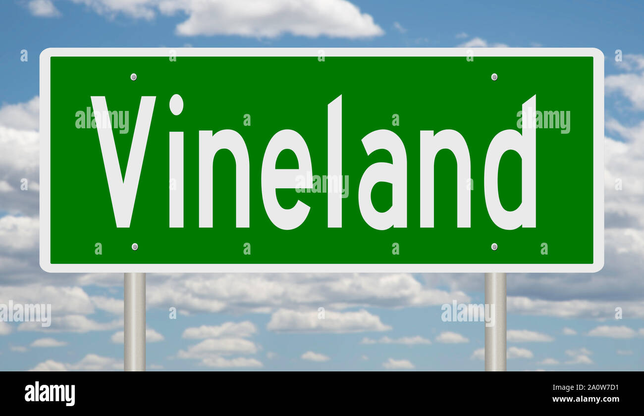 Rendering of a green road sign for Vineland New Jersey Stock Photo - Alamy