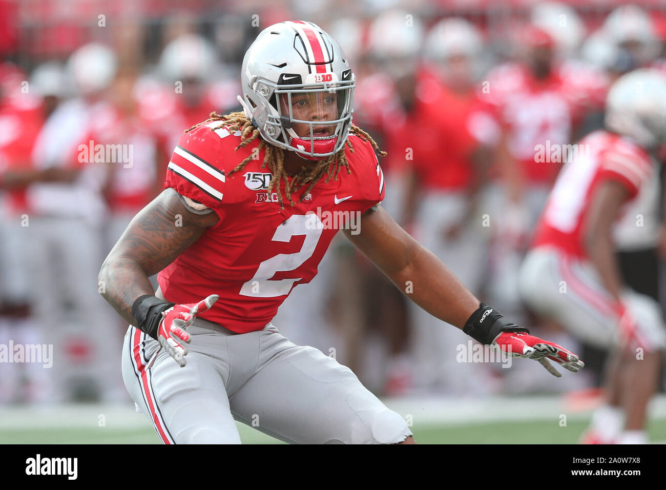 Ohio State Buckeye's  Chase Young looks to make a play against the Miami Redhawks Saturday, September 21, 2019 in Columbus, Ohio.    Photo by Aaron Josefczyk/UPI Stock Photo