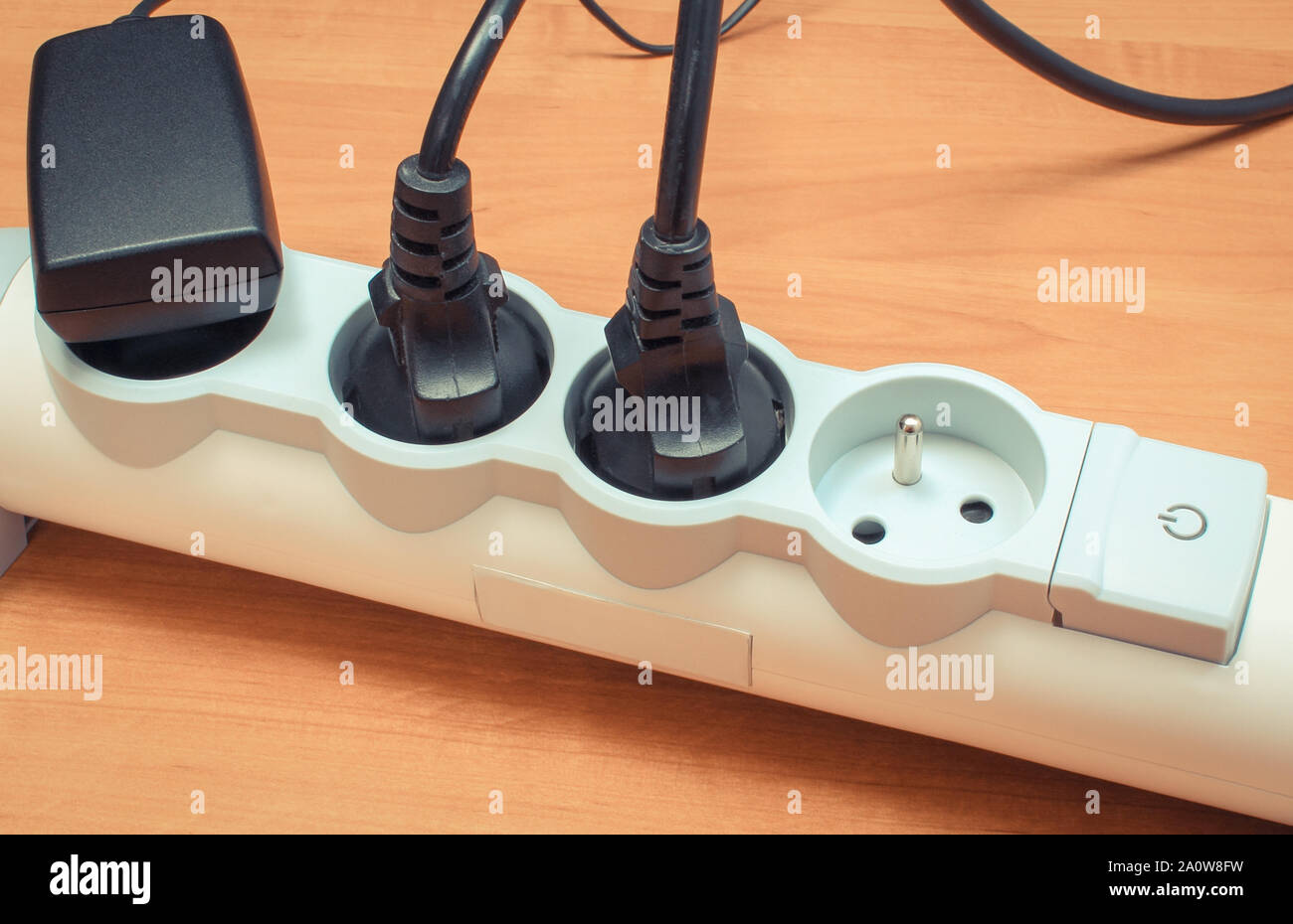 Electrical plugs with cords connected to power strip with On-Off switch ...