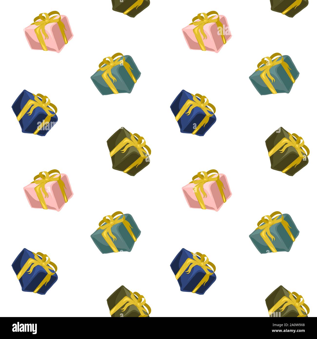 Seamless pattern with present boxes in scandinavian colors with gold ...