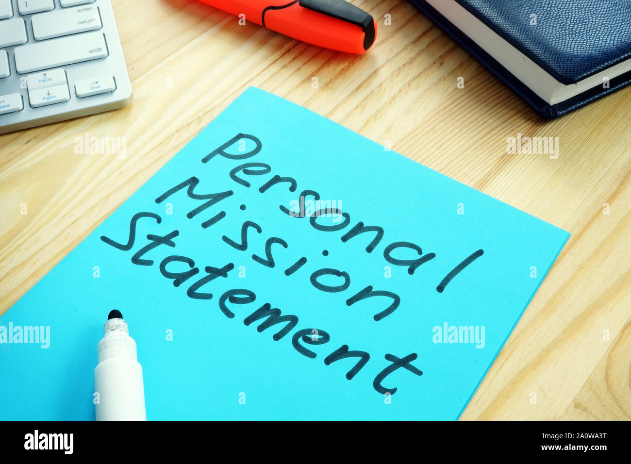 Personal Mission Statement sign on the wooden surface. Stock Photo