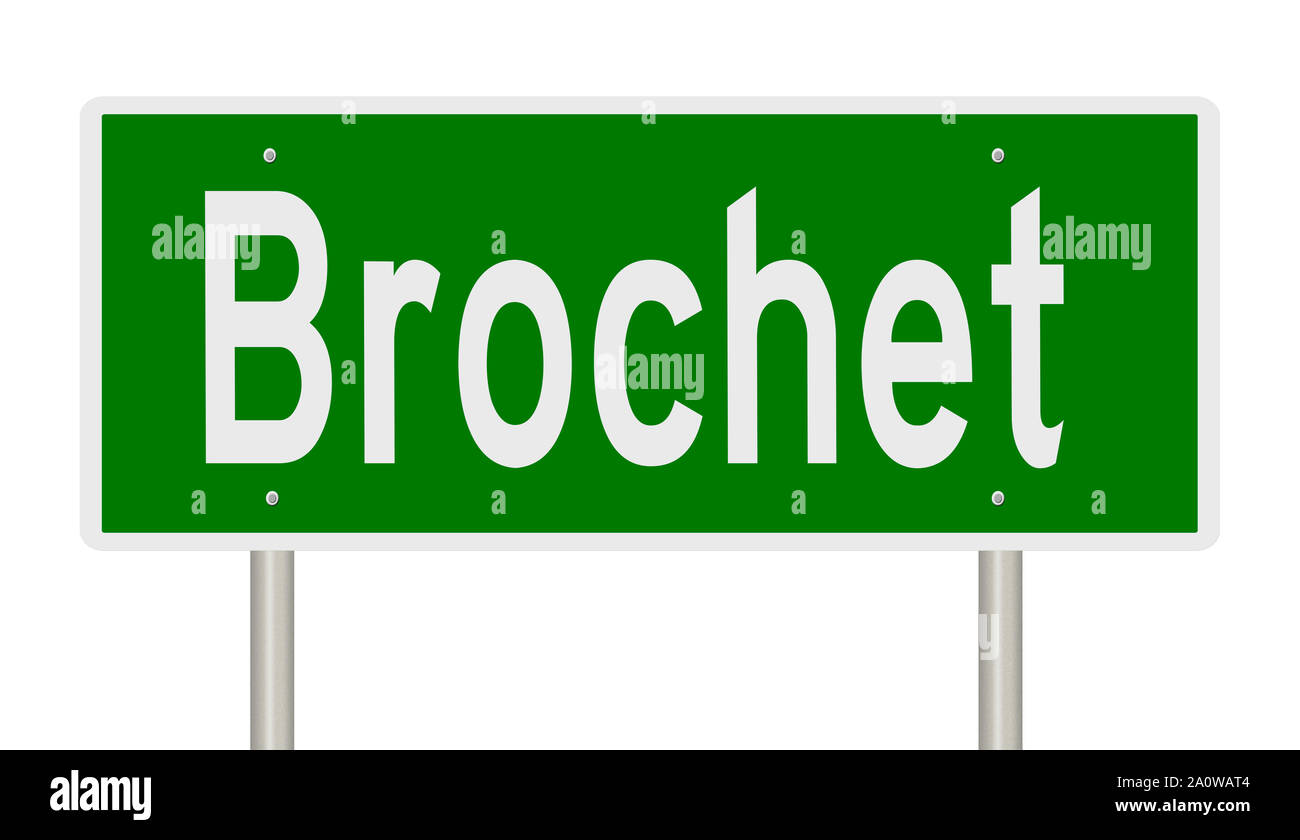 Rendering of a green road sign for Brochet Manitoba Stock Photo Alamy