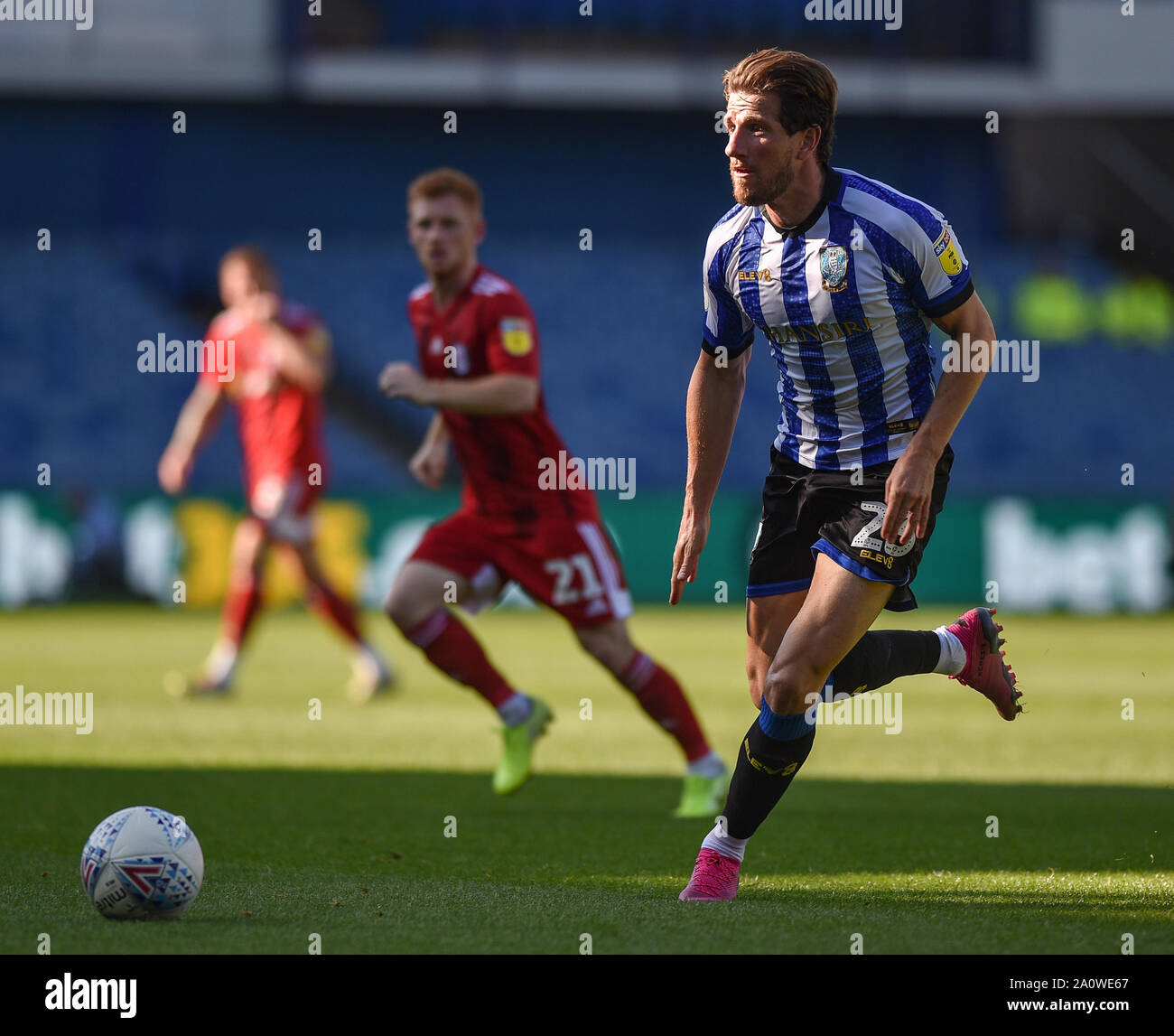 21st September 2019 , Hillsborough, Sheffield, England; Sky Bet Championship, Sheffield Wednesday vs Fulham : Credit: Dean Williams/News Images, Sam Hutchinson (23) of Sheffield Wednesday in action.  English Football League images are subject to DataCo Licence Stock Photo