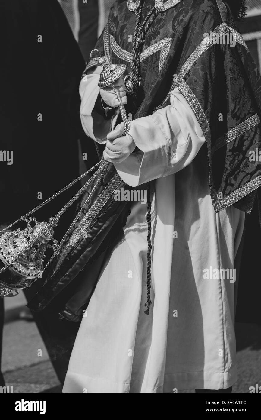 Close up of a censer in a procession, Holy Week Stock Photo