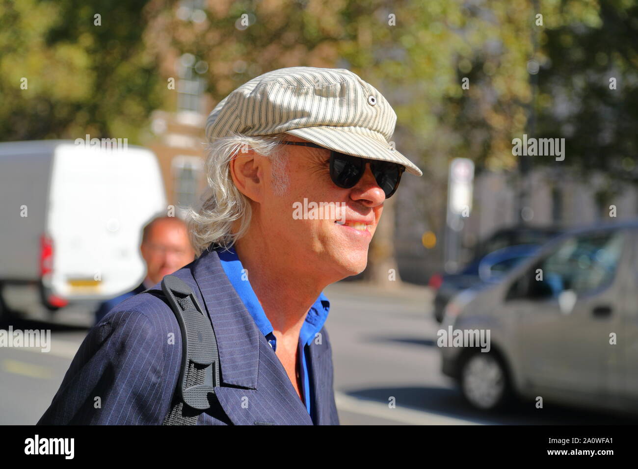 Bob Geldof leaving the Cabinet Office at Whitehall, London, UK Stock Photo