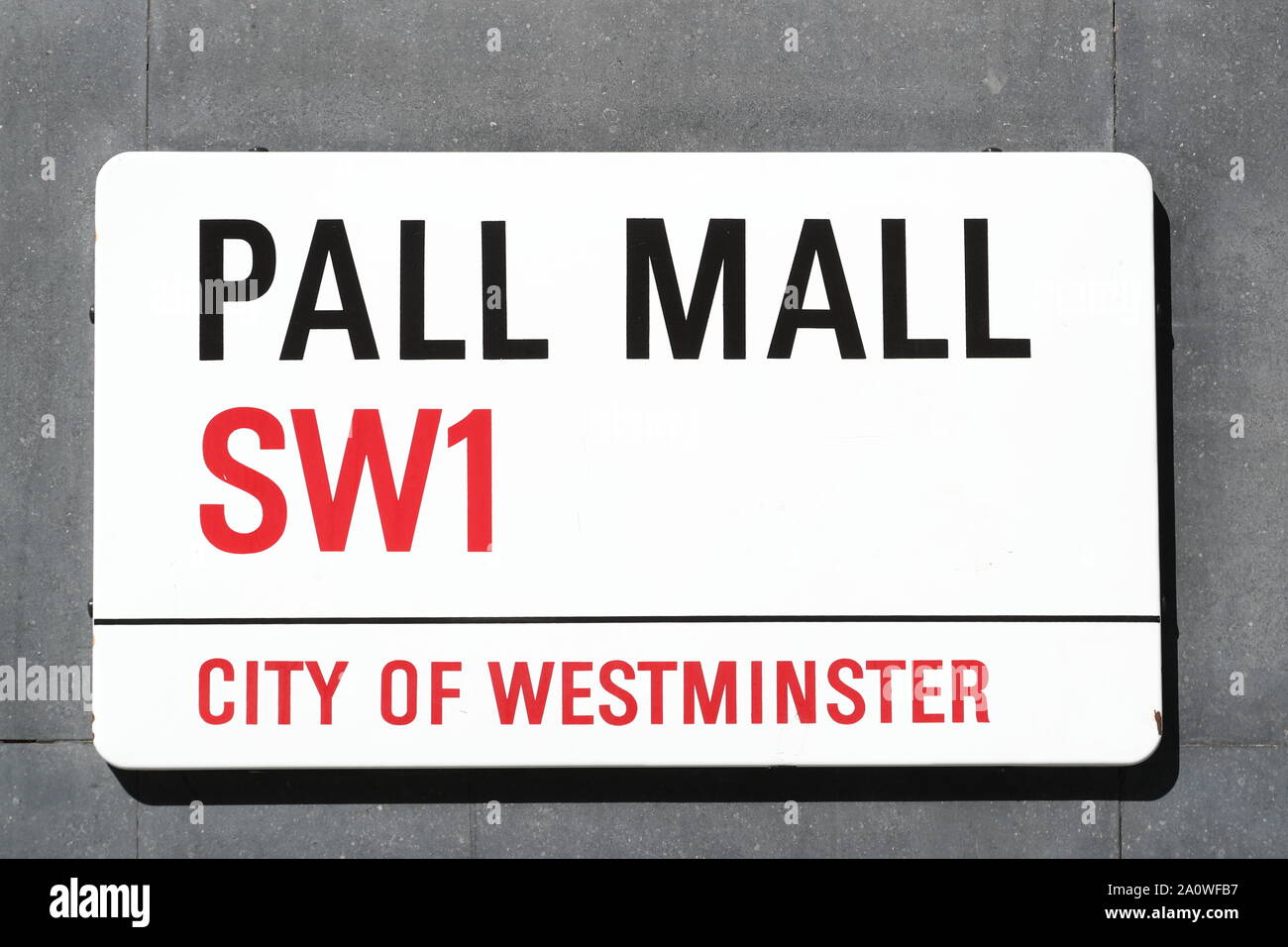 Street sign at Pall Mall, Westminster, London, UK Stock Photo