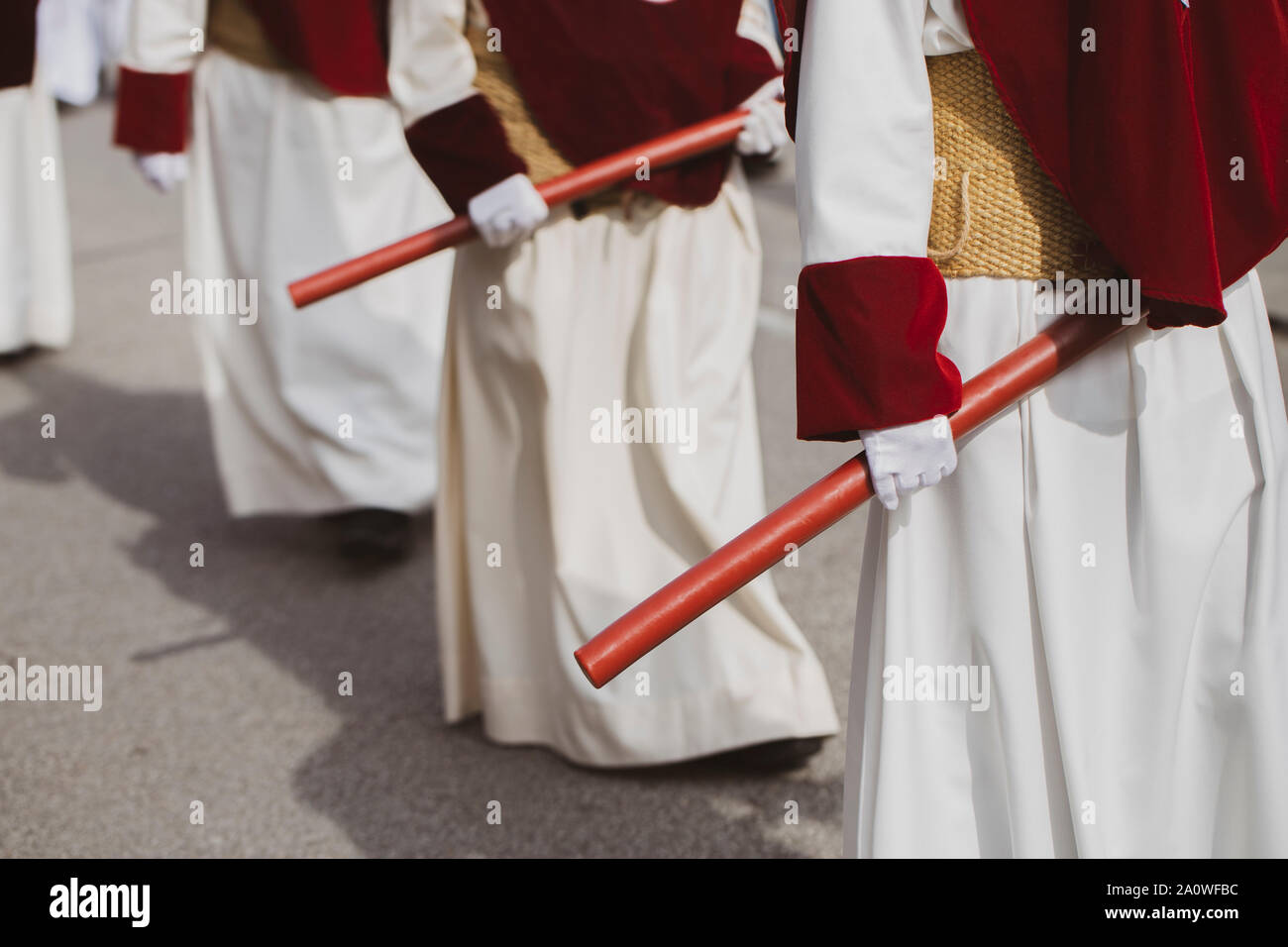 Holding candles in a procession, Holy Week Stock Photo