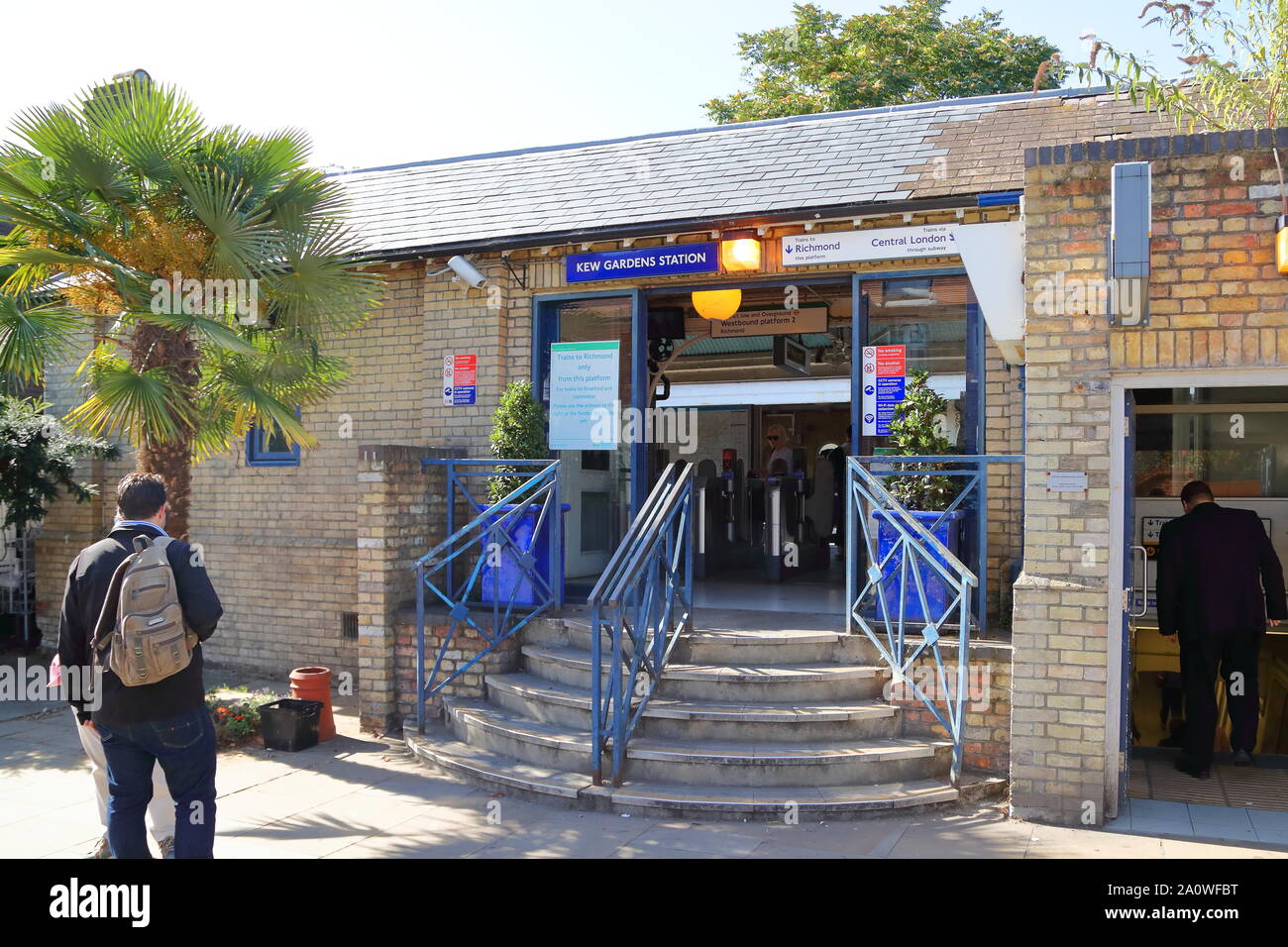 Back entrance of Kew Gardens Station, Kew, London, UK Stock Photo Alamy