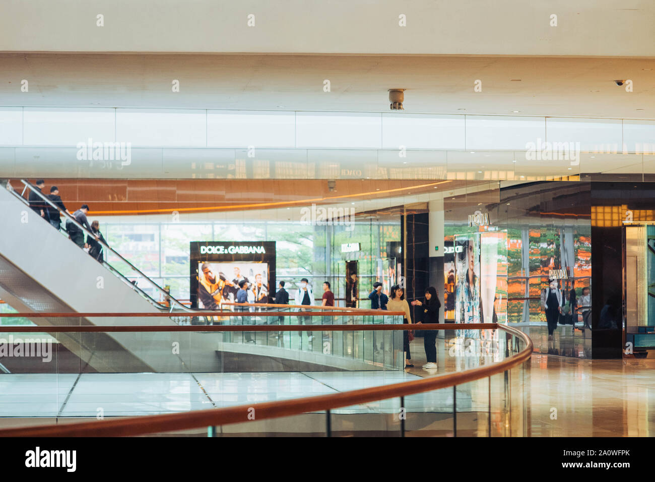 Interior of high end shopping mall in Guangzhou, Taikoo Hui. Stock Photo