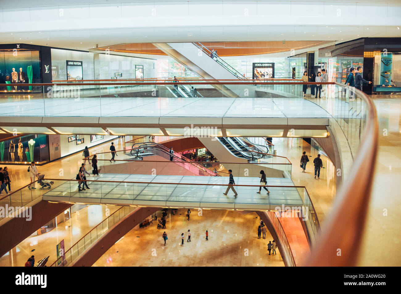 Interior of high end shopping mall in Guangzhou, Taikoo Hui. Stock Photo