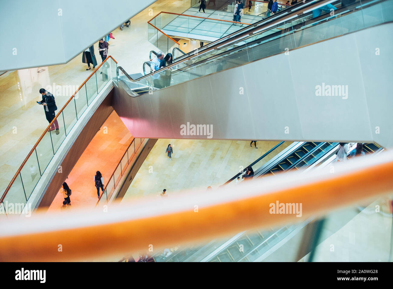 Interior of high end shopping mall in Guangzhou, Taikoo Hui. Stock Photo