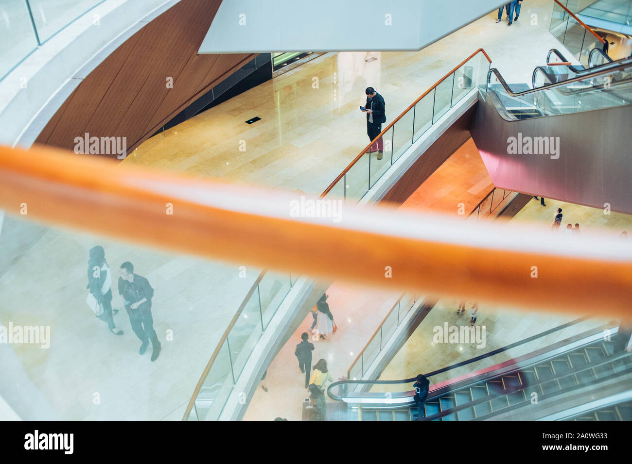Interior of high end shopping mall in Guangzhou, Taikoo Hui. Stock Photo