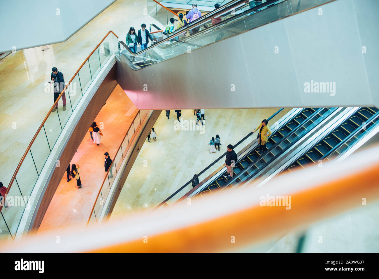 Interior of high end shopping mall in Guangzhou, Taikoo Hui. Stock Photo