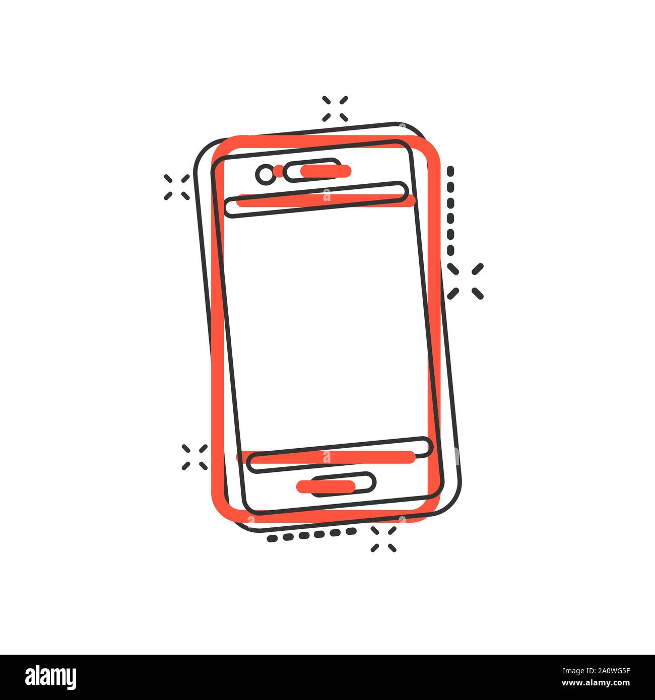 Phone device sign icon in comic style. Smartphone vector cartoon ...