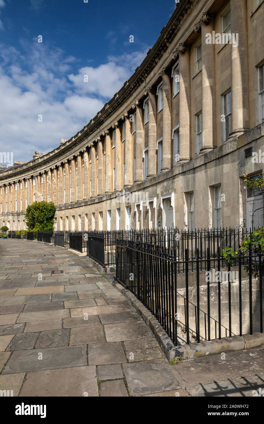 18th Century Georgian Architecture of The Royal Crescent, City of Bath, Somerset, England, UK. A UNESCO World Heritage Site. Stock Photo