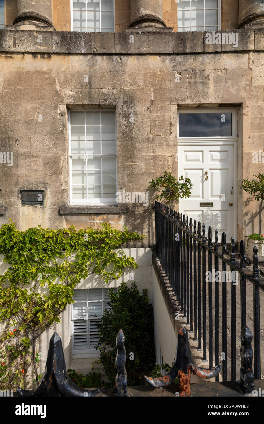 The home of Sir Isaac Pitman, The Royal Crescent, City of Bath, Somerset, England, UK. A UNESCO World Heritage Site. Stock Photo