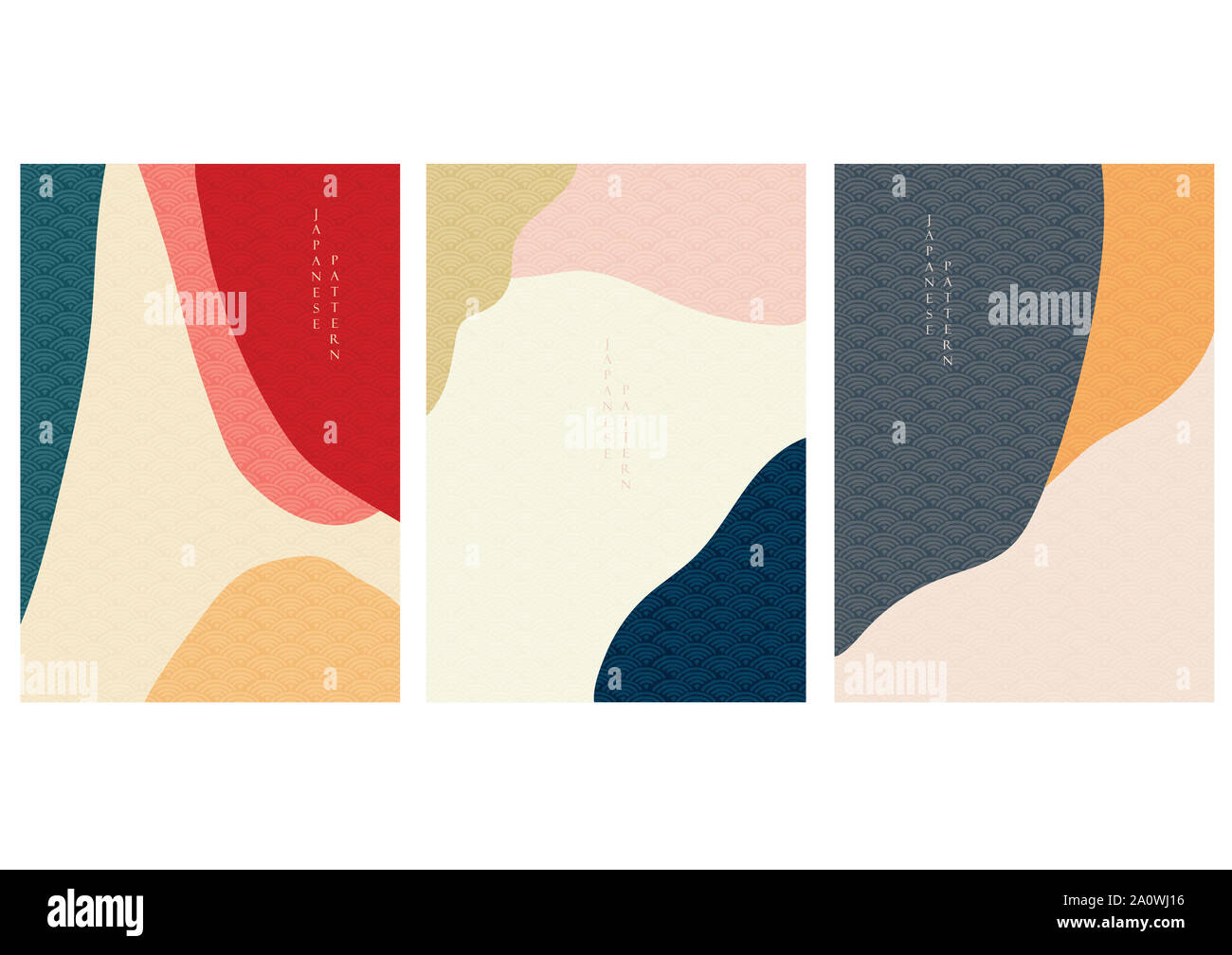 Abstract background with Japanese pattern vector. Curve template with geometric elements. Stock Photo