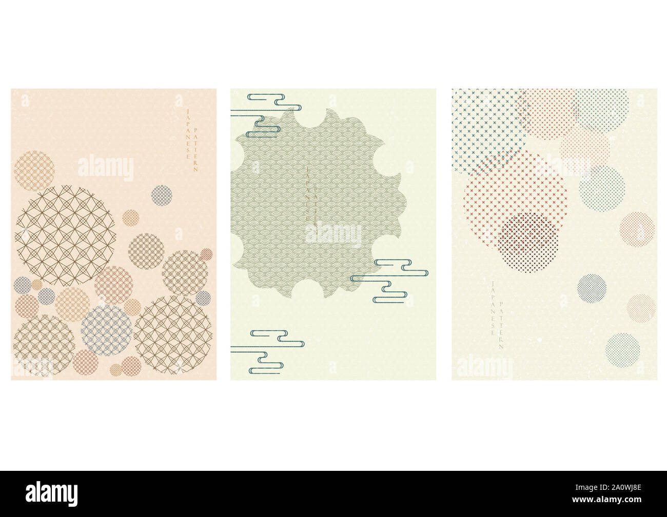 Circle background with Japanese pattern vector. Geometric template with ...