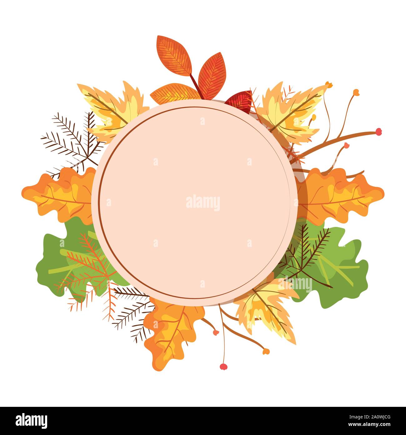 circular frame with autumn leafs Stock Vector Image & Art - Alamy