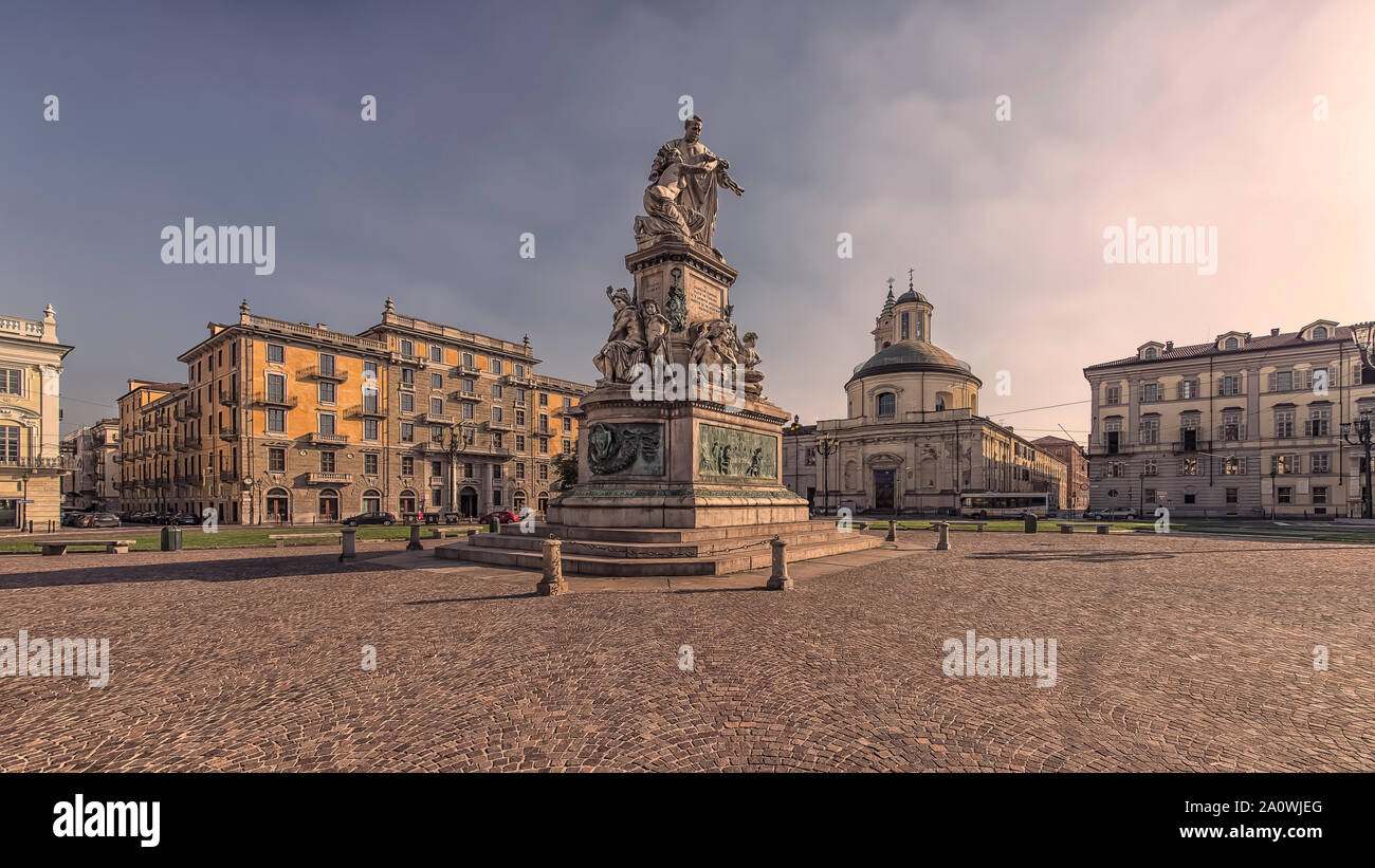 Carlo Emanuele II square in Turin city, Italy Stock Photo
