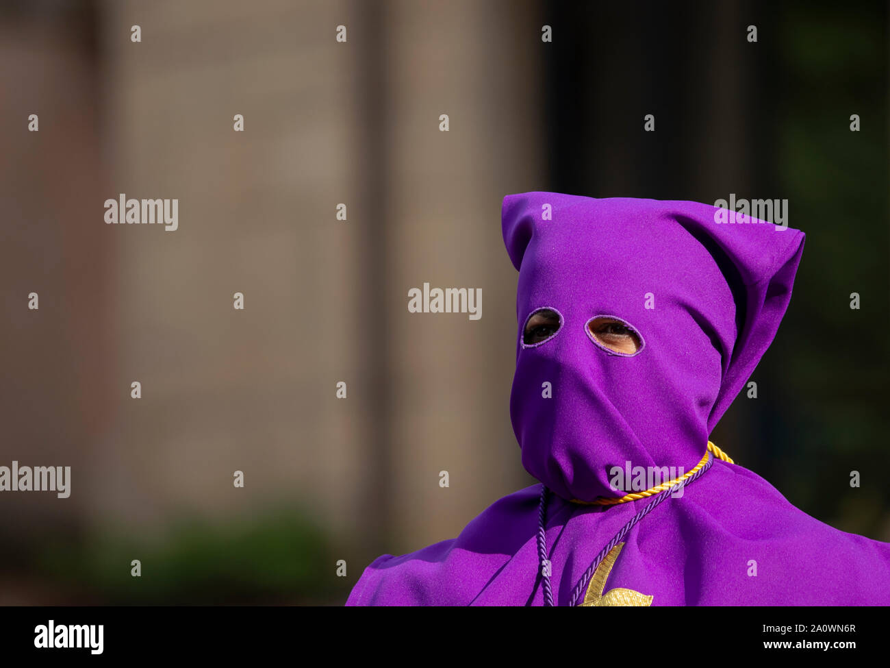 Purple penitent, Holy Week Stock Photo