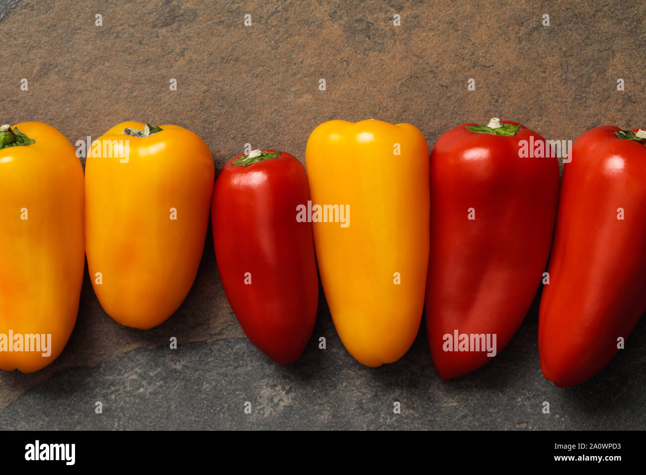 top view of Mexican spicy colorful peppers on stone table Stock Photo ...