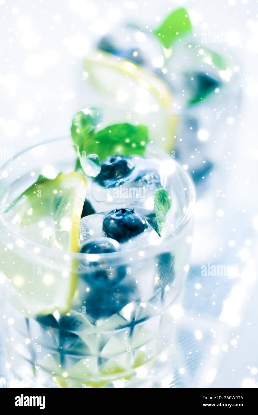 Cold icy drink, luxury bar and New Years Eve party celebration concept ...