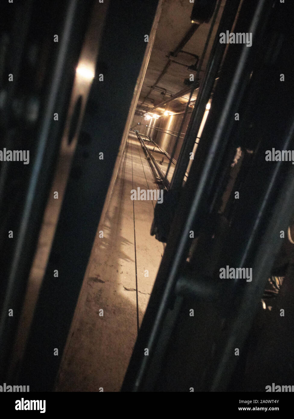 View of an elevator hole from below Stock Photo