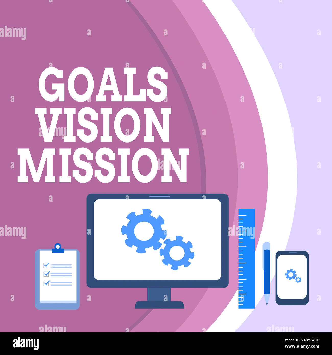 Conceptual hand writing showing Goals Vision Mission. Concept