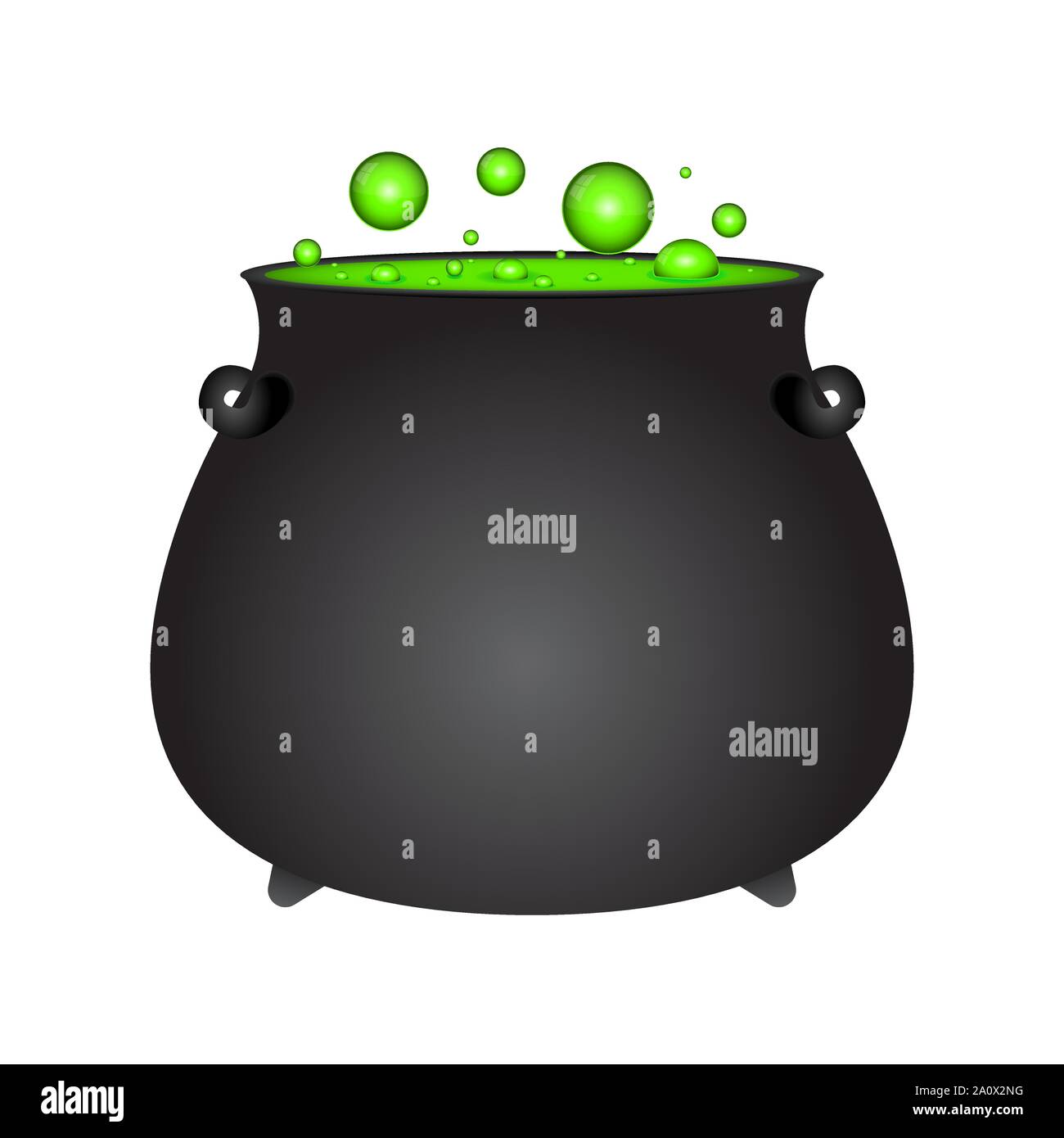 Halloween witch potion in pot isolated on white Stock Vector