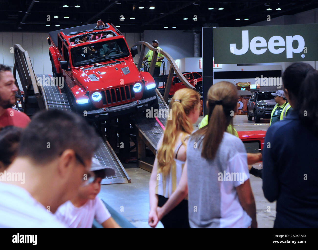 A Jeep displayed at the Central Florida International Auto Show at the Orange County Convention Center. Stock Photo