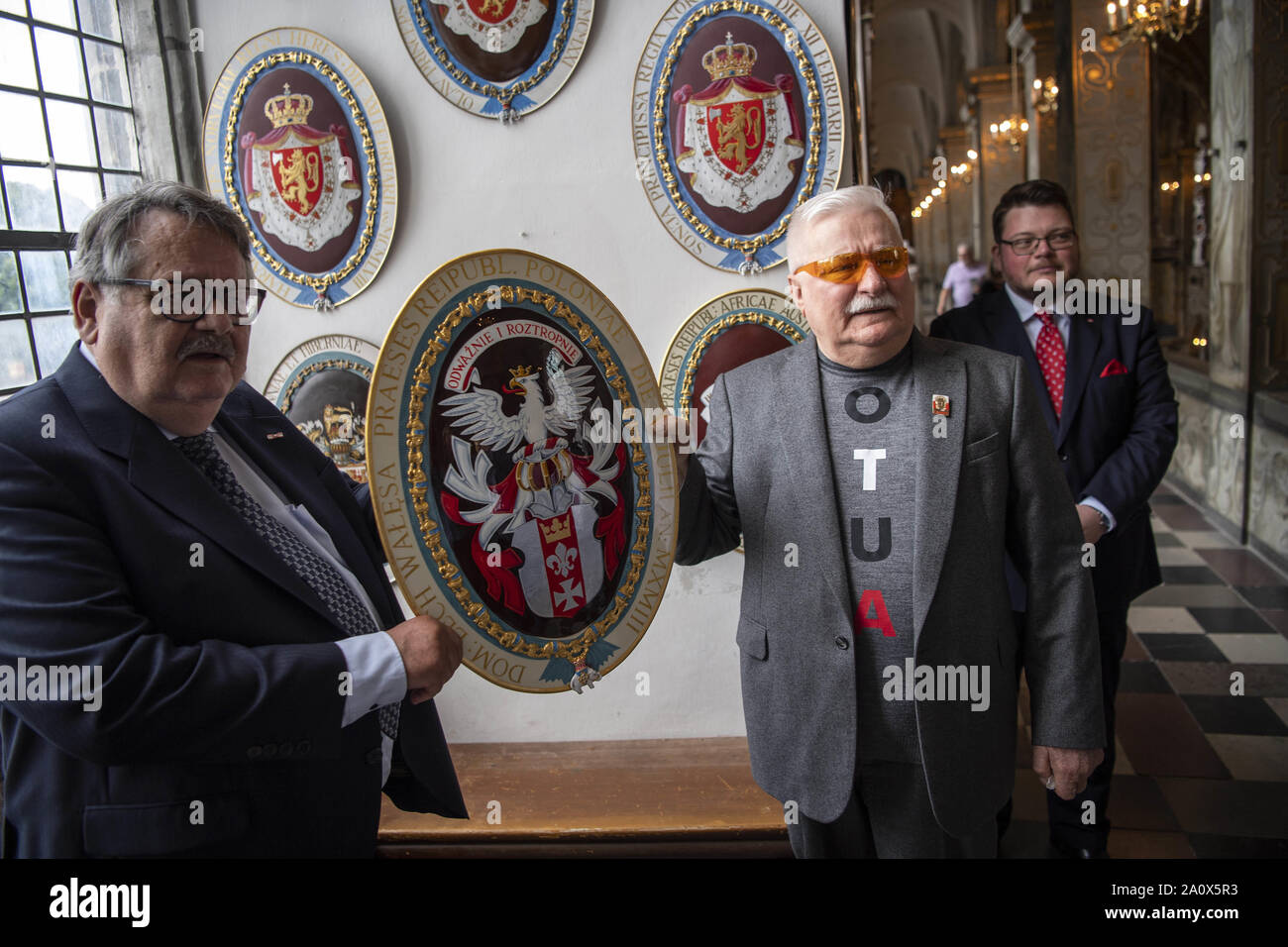 September 8, 2019, KÃ¸Benhavn, Danmark: Lech Walesa, former President in Poland and founder og the free Polish union SolidarnoÅ›Ä‡ arrives at Frederiksborg Castle where his family coat of arms is presentet and placed in the castle church. The family coat of arms is made for all recipients og the Danish Order of the Elephant that he received in 1993. The presentation is made by Rolf Christensen..Foto: Lars Moeller (Credit Image: © Lars Moeller/ZUMA Wire) Stock Photo