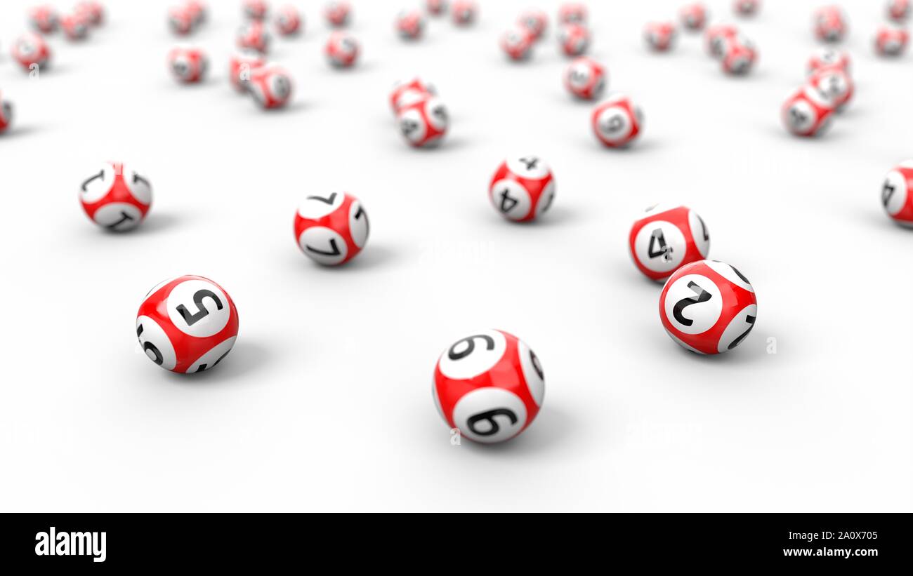 red lotery balls stack.isolated on white. random colored balls. 3d ...