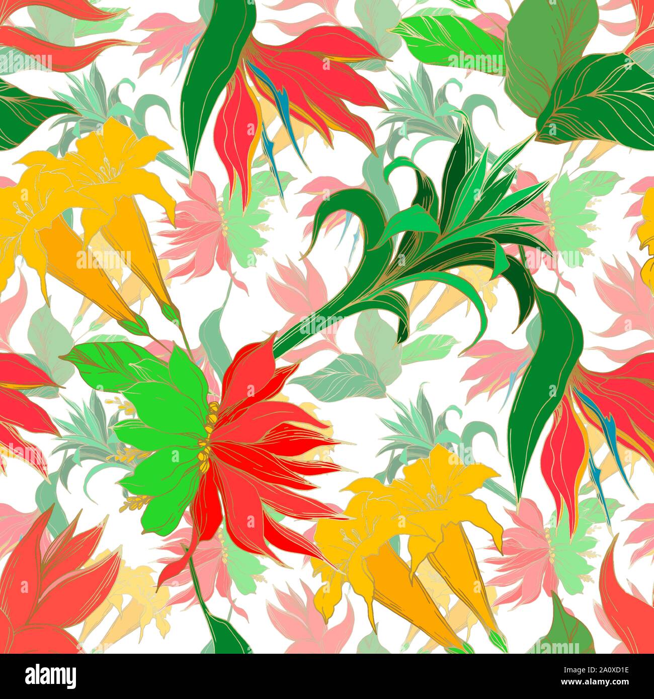 Vector Exotic Tropical Hawaiian Summer Palm Beach Tree Leaves