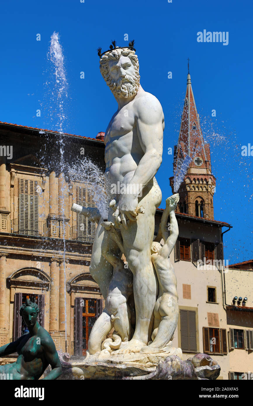 Fountain of Neptune in the Piazza della Signoria, Florence, Italy Stock