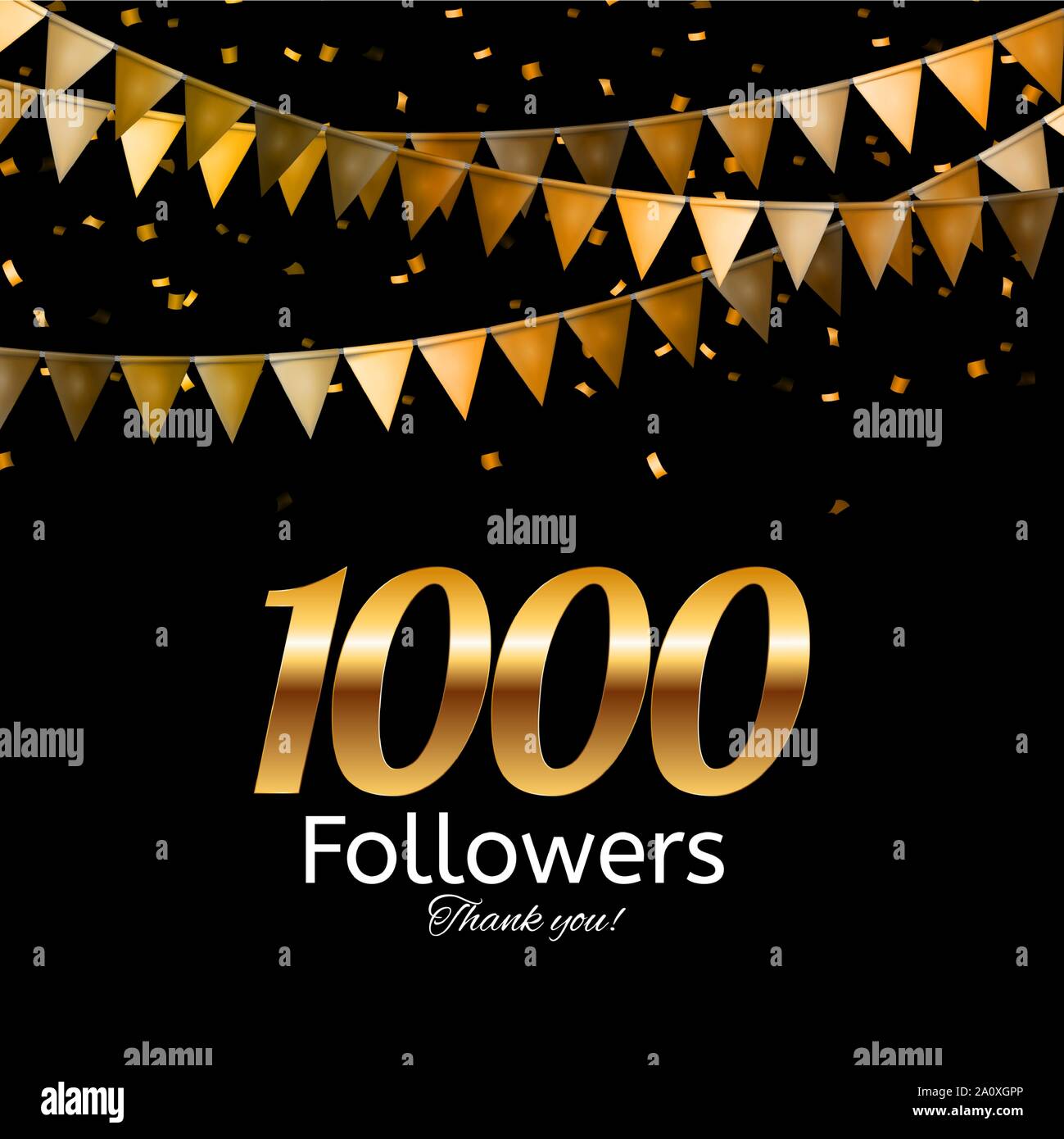 1000 Followers. Thank you. Vector Illustration Background Stock Vector