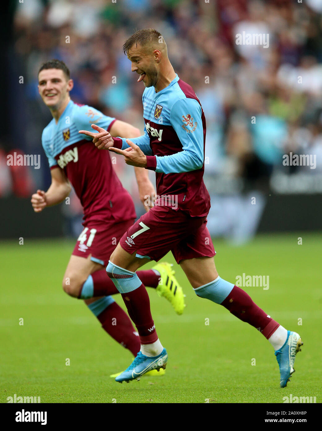 West Ham United S Andriy Yarmolenko Celebrates Scoring His Side S First Goal Of The Game During The Premier League Match At London Stadium Stock Photo Alamy