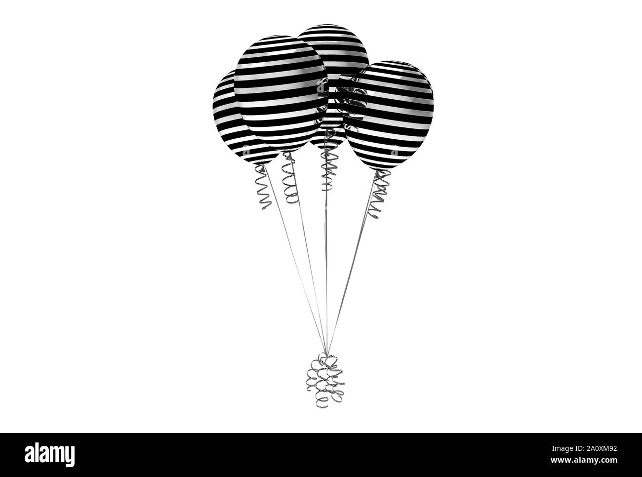 Party Balloons with Chrome/Silver Stripes for Decoration Stock Photo