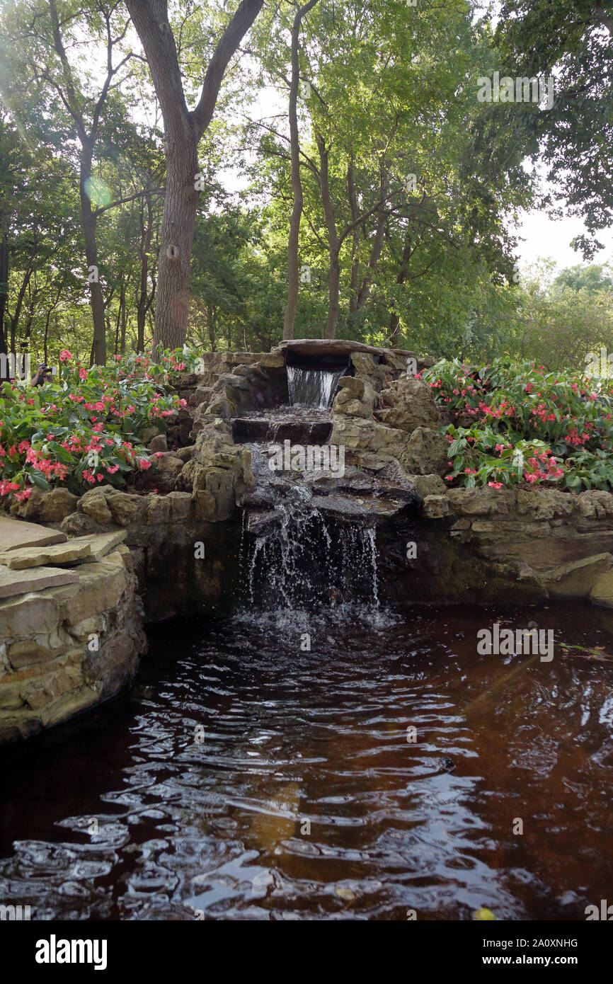 Waterfall in Springfield Botanical Gardens, MO Stock Photo