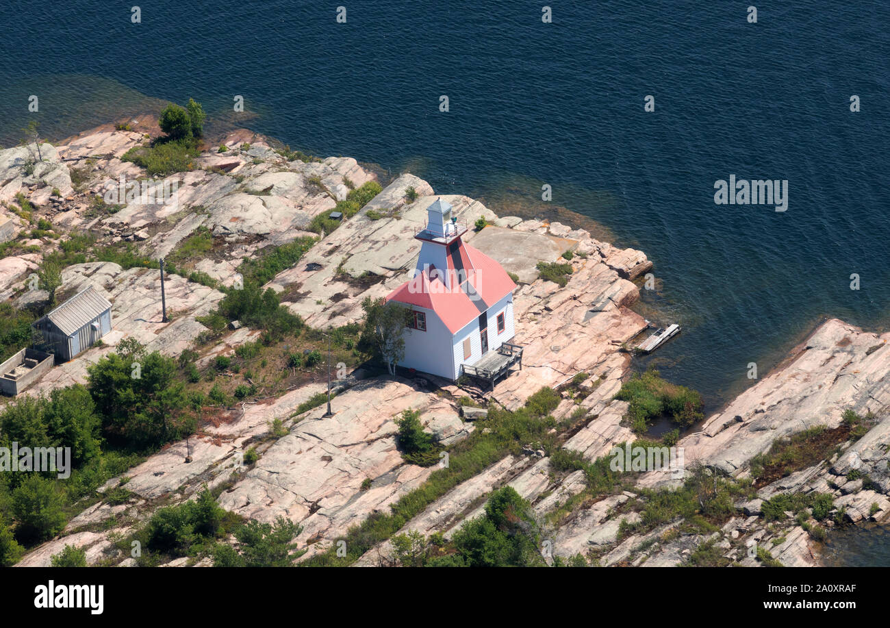 Jones Island Lighthouse from the air Stock Photo