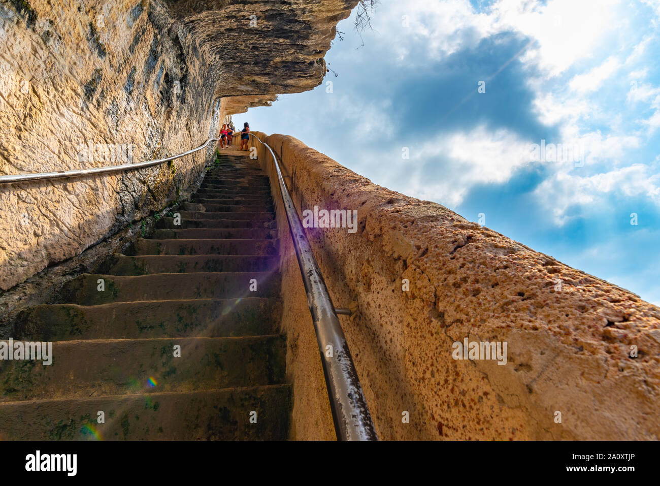 The Narrow and Steep Steps Down the Cliff Stock Photo - Image of steps,  rocks: 135575192