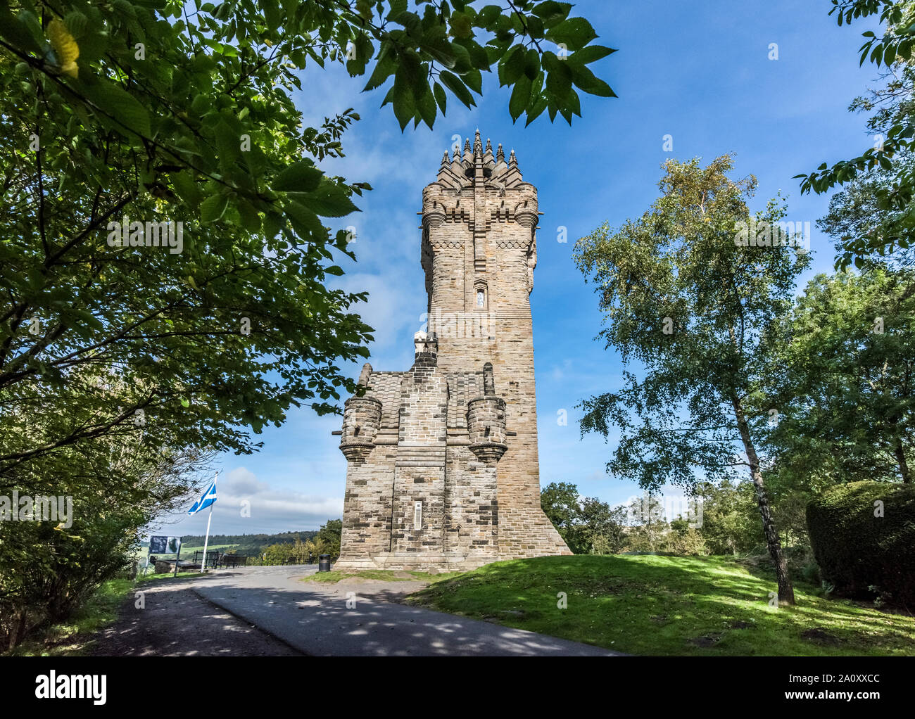 The Scottish National Wallace Monument to Sir William Wallace at Stirling who defeated King Edward I army at Stirling Bridge in 1297 Stock Photo