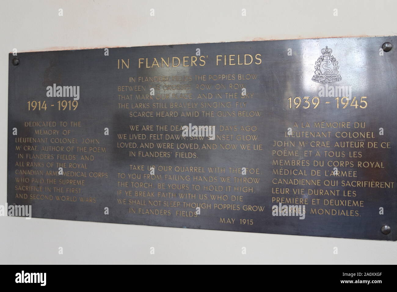 In Flanders Fields” – Col. John McCrae – Coquitlam Legion